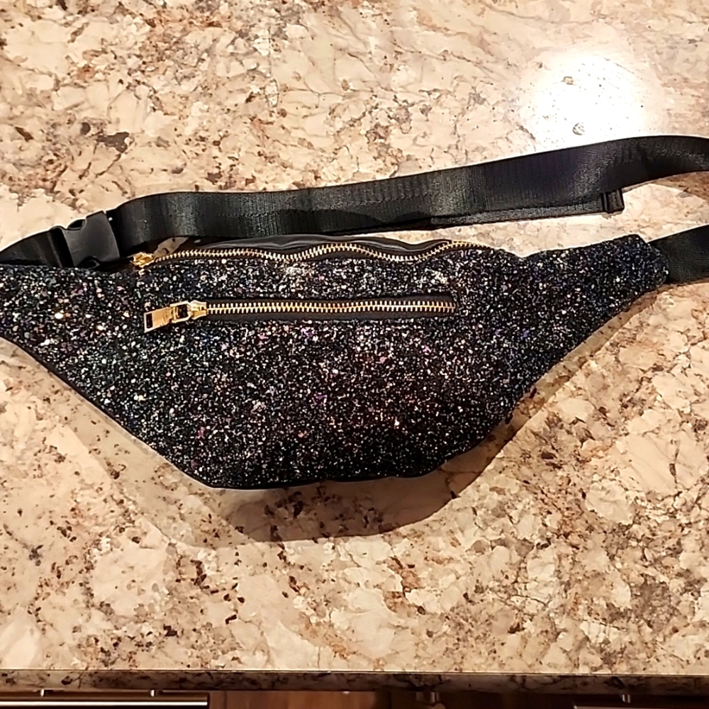 Black Sequence Belt Purse
